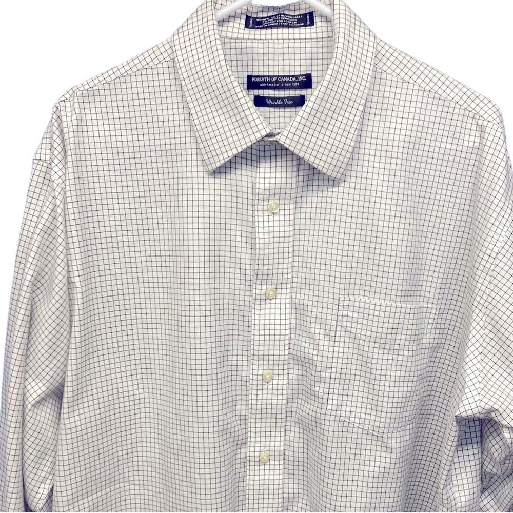 Forsyth of Canada Shirt 17.5 36/37 White with Black Grid